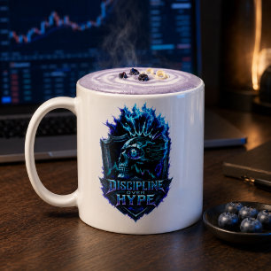 Disziplin statt Hype Blaues Glühen Bitcoin Krypto Tasse