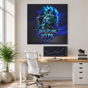 Disziplin statt Hype Blaues Leuchten Bitcoin Krypt Leinwanddruck