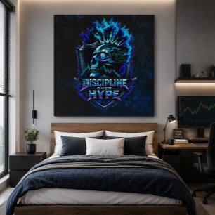 Disziplin statt Hype Blue Grunge Bitcoin Leinwanddruck