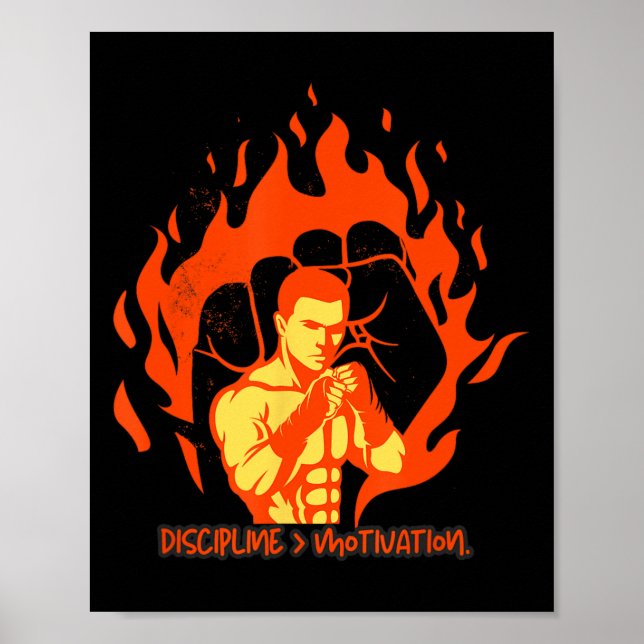 Disziplin über Motivation Boxstärke Poster (Vorne)