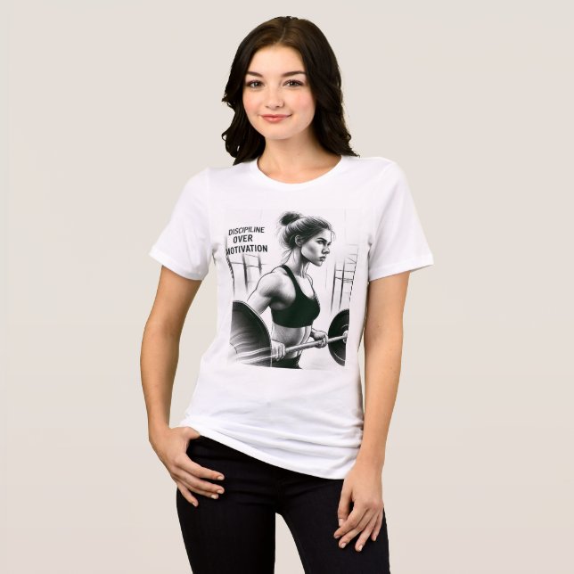 Disziplin über Motivation Tri-Blend Shirt (Vorderseite voll)