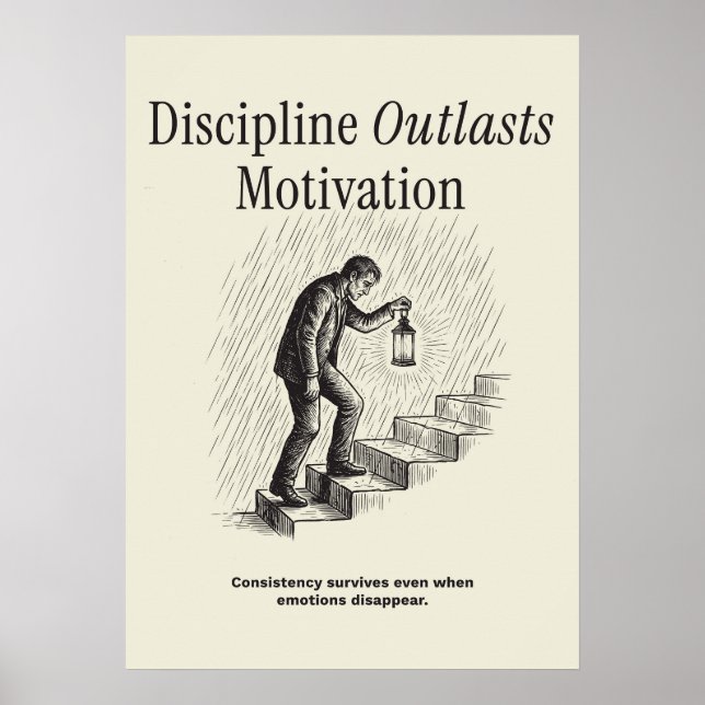Disziplin überdauert Motivation Poster (Vorne)