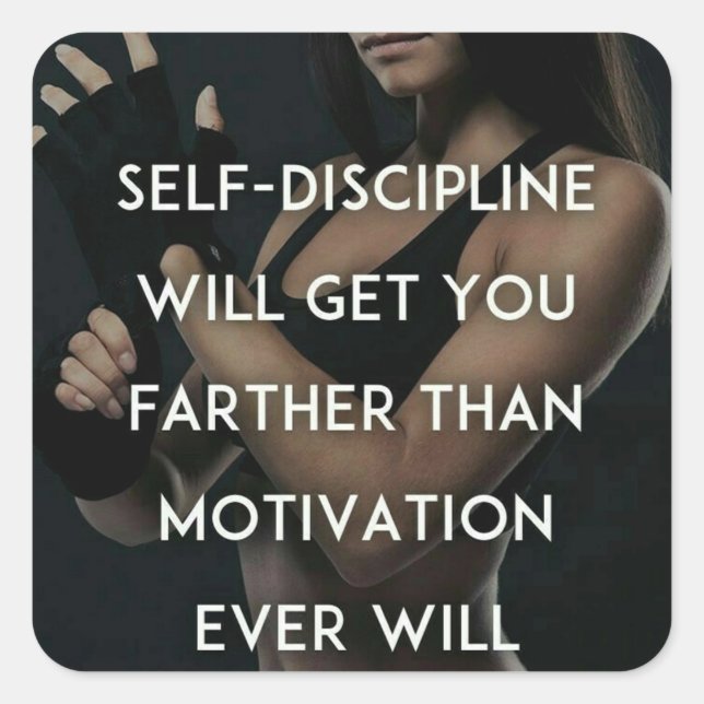 Disziplin vs. Motivation - Frauenym-Inspiration Quadratischer Aufkleber (Vorderseite)