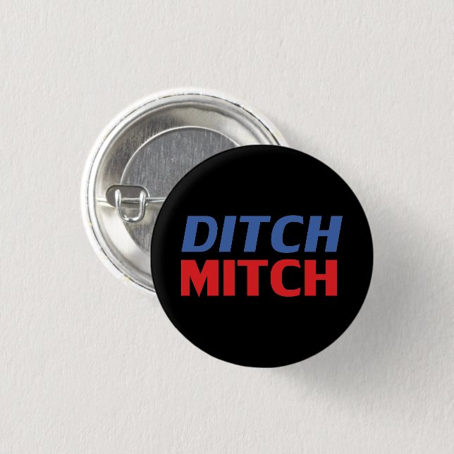 Ditch Mitch rot-blau-moderne Typografie lustig Button (Vorne & Hinten)