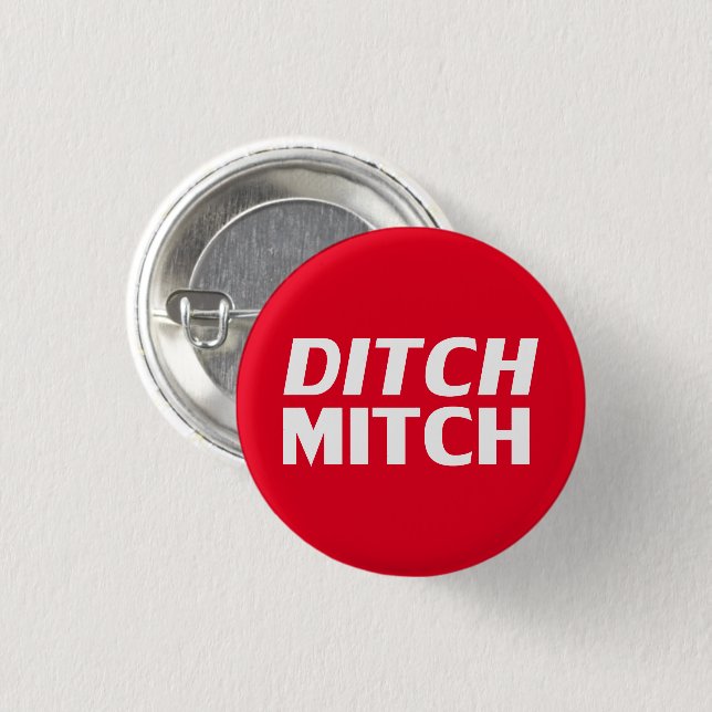 Ditch Mitch rot-weiße moderne Typografie lustig Button (Vorne & Hinten)