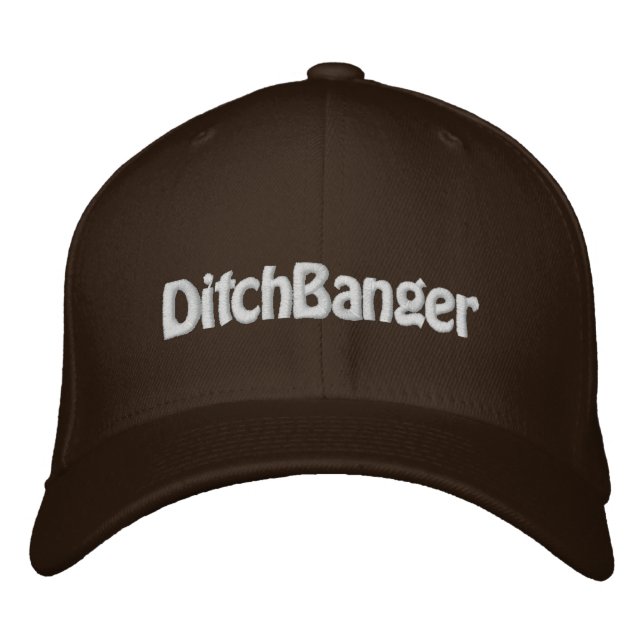 "DitchBanger" FlexFit Brown Sledders.com Hat Bestickte Kappe (Vorderseite)