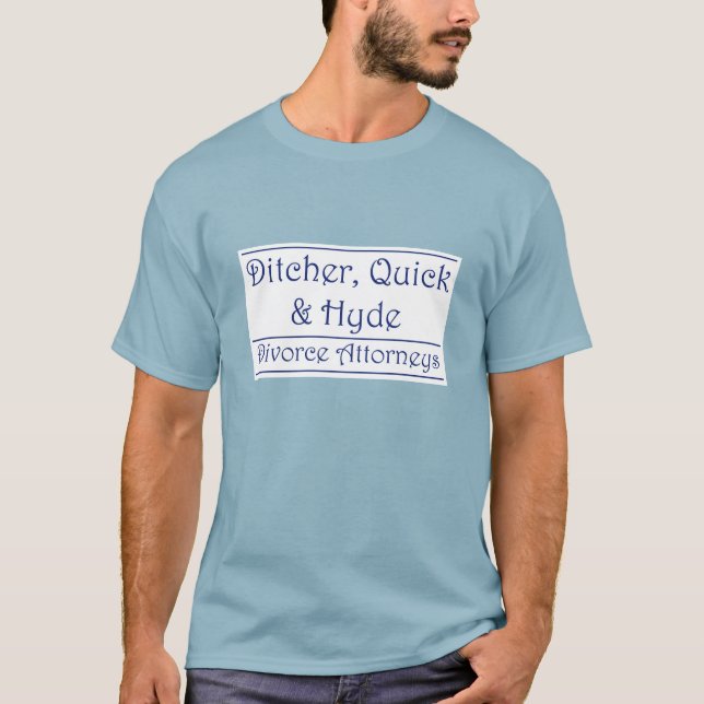 Ditcher, schnell u. Hyde - Blau auf Weiß T-Shirt (Vorderseite)