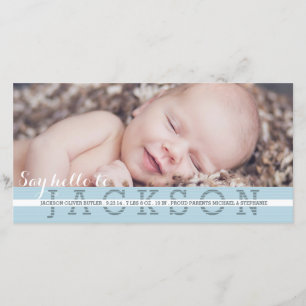 Dites Bonjour Baby Boy Photo Faire-part de naissan
