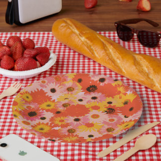 "Dites-le avec des fleurs" Assiette en carton