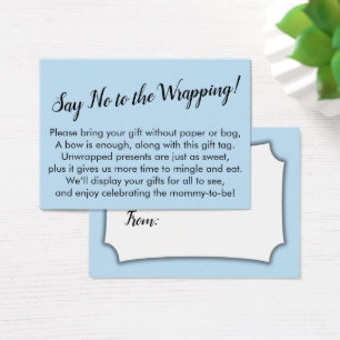 Dites non à l'emballage Baby shower Baby Blue Card