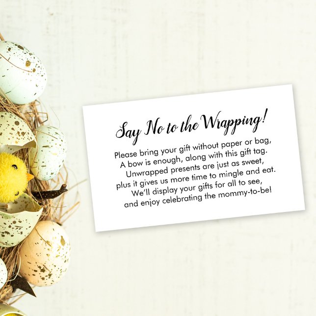 Dites non à l'emballage Baby shower blanc carte ca (Créateur téléchargé)