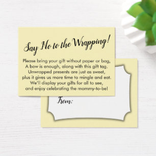 Dites non à l'emballage Baby shower Carte cadeau j