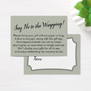 Dites non à l'emballage Baby shower Sage carte cad
