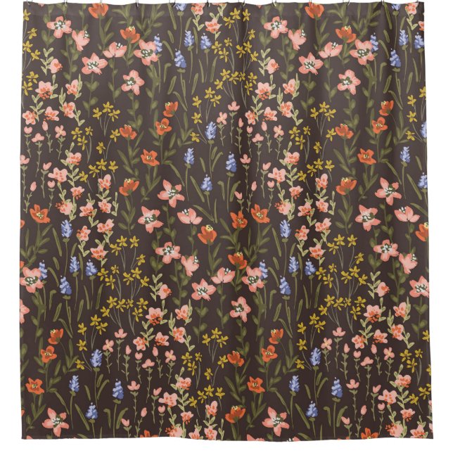 Ditsy-Blume: Vintages Mille-Fleur-Muster Duschvorhang (Vorderseite)