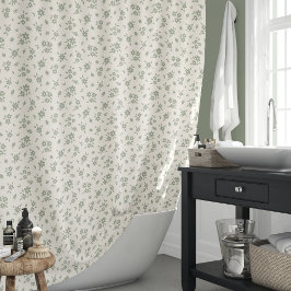 Ditsy-Blumenmuster gedämpfte neutrale Cottagecore Duschvorhang