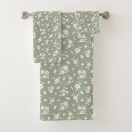 Ditsy-Blumenmuster, gedämpftes neutrales Cottageco Badhandtuch Set