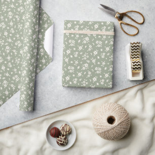 Ditsy-Blumenmuster, gedämpftes neutrales Cottageco Geschenkpapier