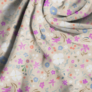 Ditsy-Blumenmuster in Beige, handgezeichnet, nahtl Stoff