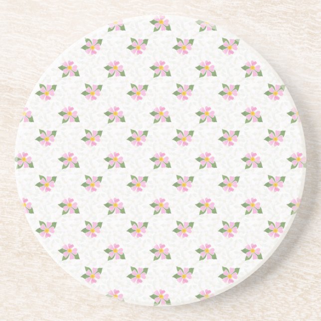 Ditsy Dog Rose Polka Style Sandstone Untersetzer (Vorne)