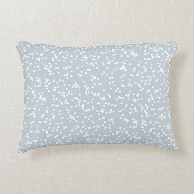 Ditsy Dots Pattern - White on Dusty Blue Dekokissen (Vorderseite)