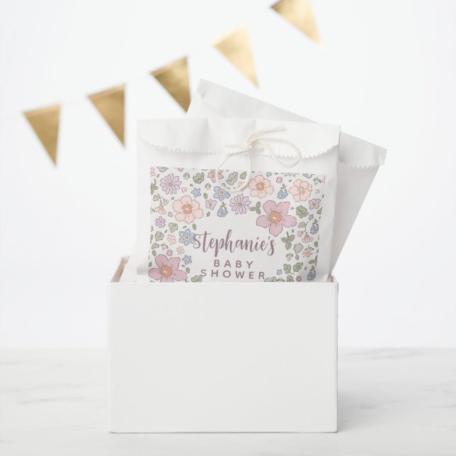 Ditsy Floral Baby Dusche Gastgeschenk Papiertasche Geschenktütchen (Party)