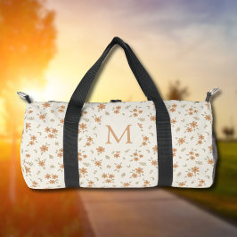 Ditsy Floral Boho Wildflower Beige Girl Monogram Duffle Bag