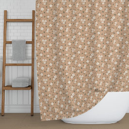 Ditsy Floral Cottagecore Dainty Wildflowers Brown Duschvorhang