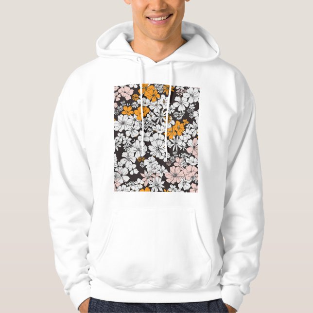 Ditsy Floral: farbenfroher dunkler Hintergrund. Hoodie (Vorderseite)