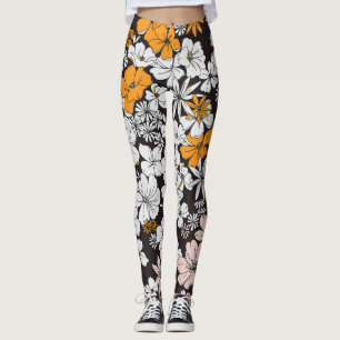 Ditsy Floral: farbenfroher dunkler Hintergrund. Leggings
