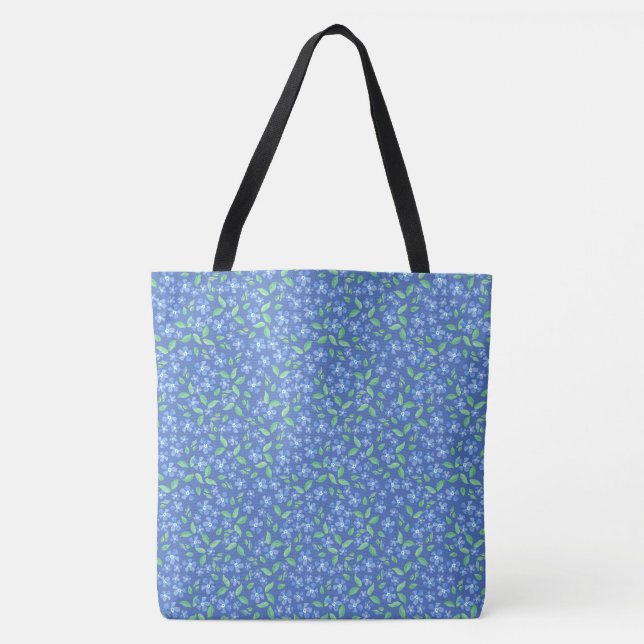 Ditsy Floral Periwinkle Pattern auf Royal Blue Tasche (Vorderseite)