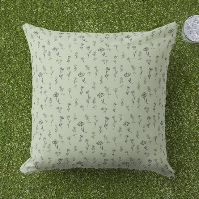 Ditsy Floral Sage Green Kissen (Gras)