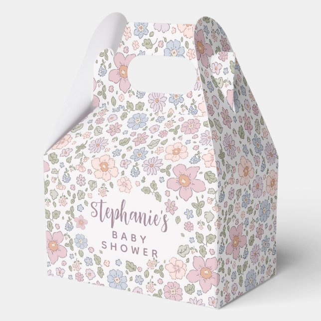Ditsy Floral Theme Baby Dusche Party Box Geschenkschachtel (Vorderseite)