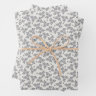 Ditsy Florals in Grau Geschenkpapier Set