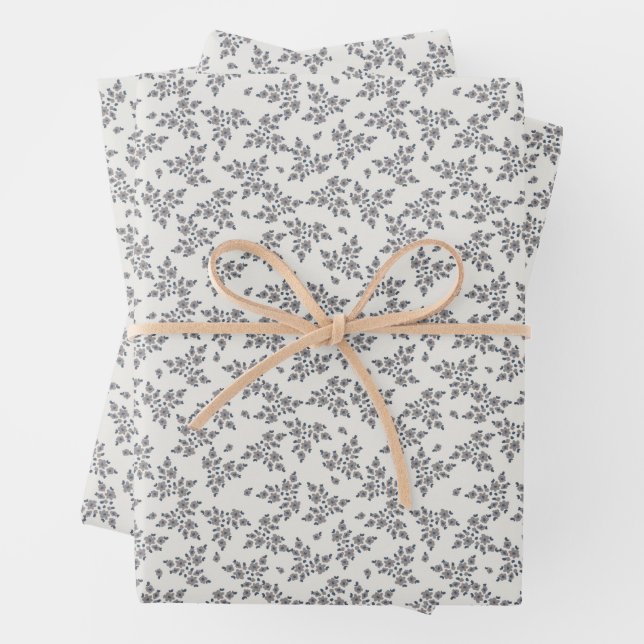 Ditsy Florals in Grau Geschenkpapier Set (Beispiel)