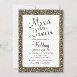 Ditsy Herbstlaubs Greenery Pattern Wedding Einladung