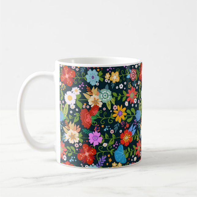 Ditsy-nahtlose Blume Muster-13554 Kaffeetasse (Links)