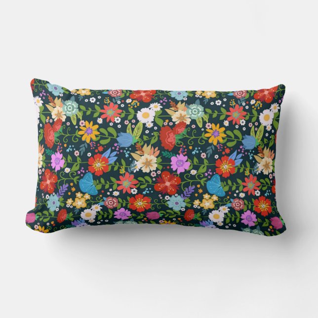 Ditsy-nahtlose Blume Muster-13554 Lendenkissen (Vorderseite)
