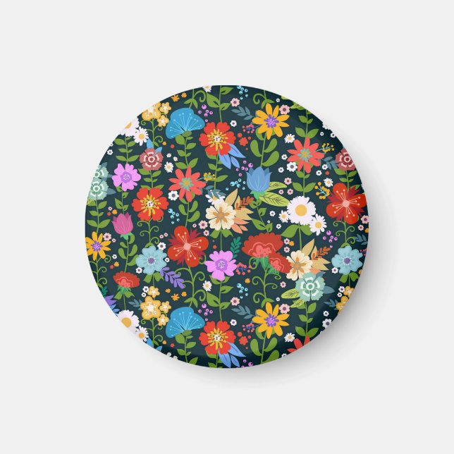 Ditsy-nahtlose Blume Muster-13554 Magnet (Vorne)