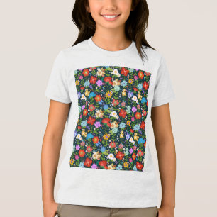 Ditsy-nahtlose Blume Muster-13554 Tri-Blend Shirt