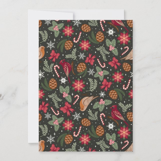 Ditsy Natural Christmas Feiertagskarte (Vorderseite)