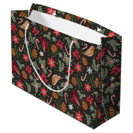 Ditsy Natural Christmas Geschenktasche Große Geschenktüte