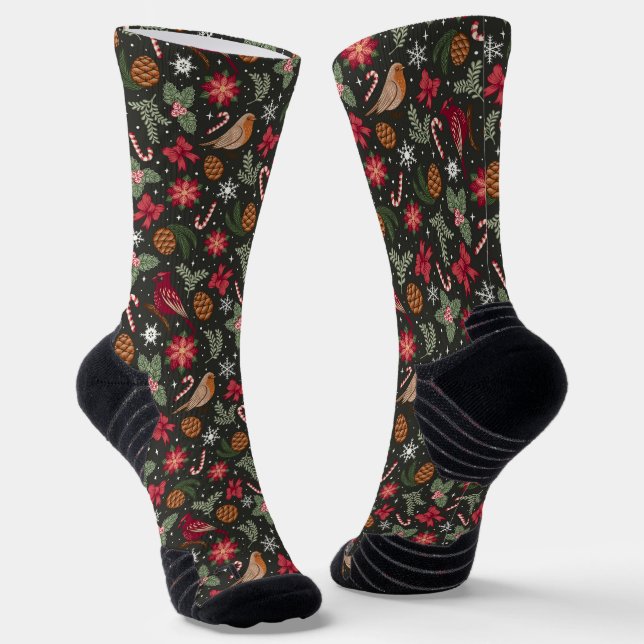 Ditsy Natural Christmas Socken (Gewinkelt)