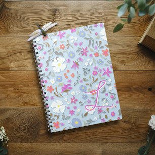 Ditsy Pop Floral Art Himmelblau Initiale Notizblock