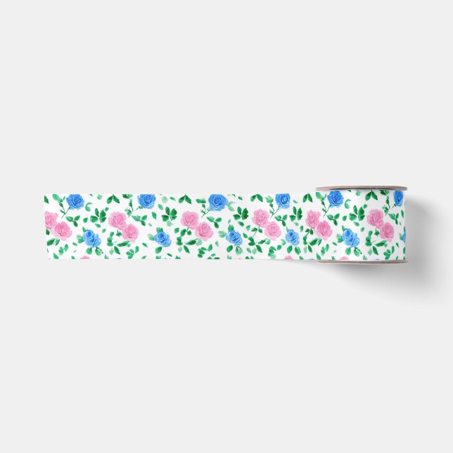 Ditsy Preppy Grandmillenial Rosen Spring Satinband (Vorderseite)