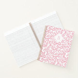 Ditsy Preppy Pink Bow Monogram Notizbuch