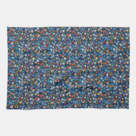 Ditsy Red Yellow White Wildblumen Navy Teetücher Geschirrtuch