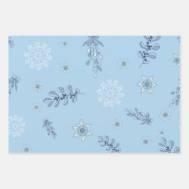 Ditsy-Schneeflocken-Muster Hintergrundtexturen Geschenkpapier Set