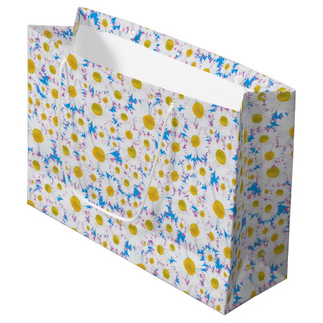 Ditzy Daisy sur Bleu Custom Grand Cadeau Sac (Devant Angle)