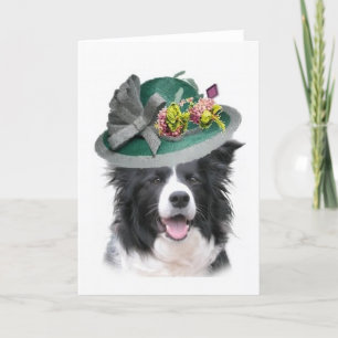 Ditzy Dogs~Original Notecard~Border Collie~Easter Feiertagskarte
