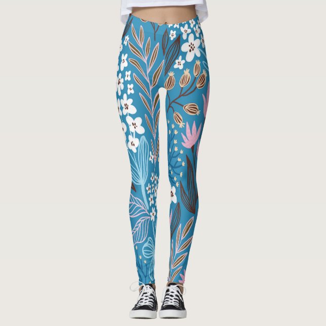 Ditzy Floral: Vintages Federdesign. Leggings (Vorderseite)